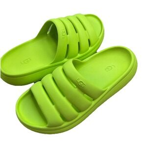 UGG Sport Yeah Slip On Rubber Flats Slides Slippers Shoes Women Sz 8 Volt Green